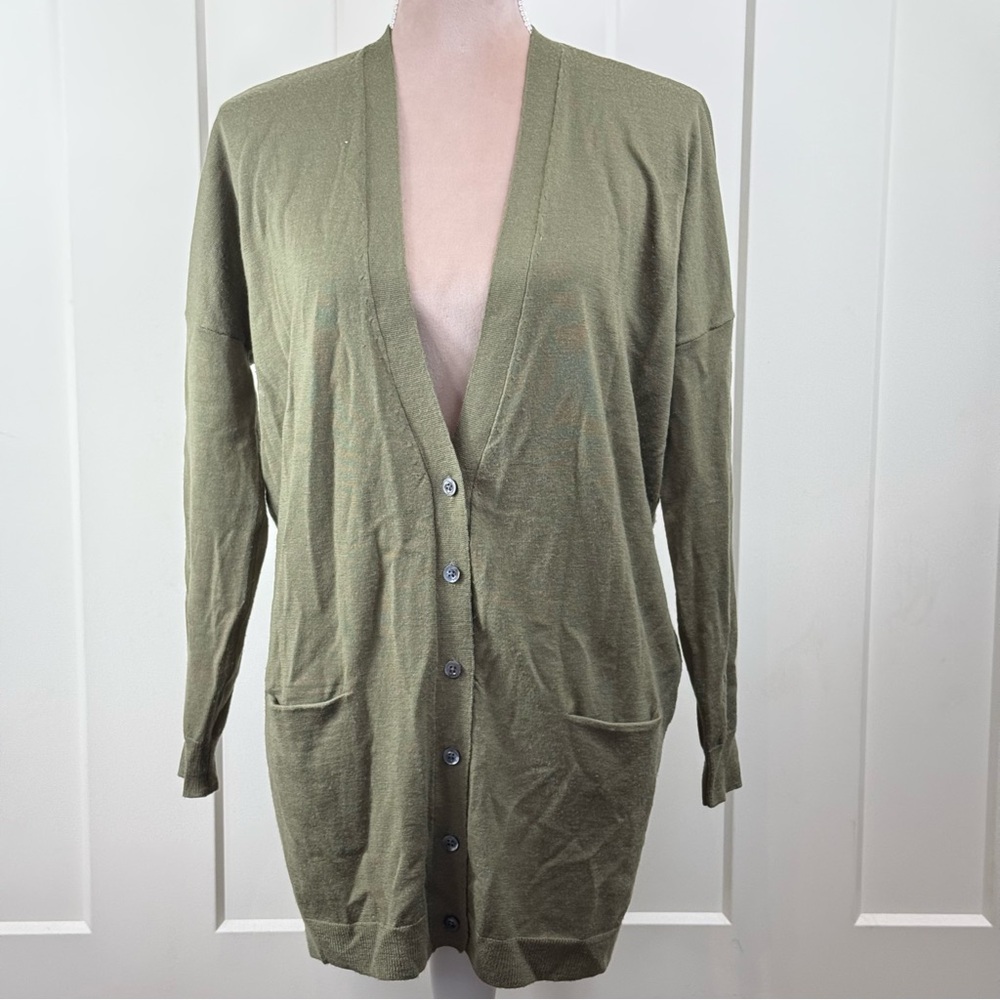 J. Crew Olive Green Women's‎ Cardigan Academia Preppy Grandpa Core Slim fit Long